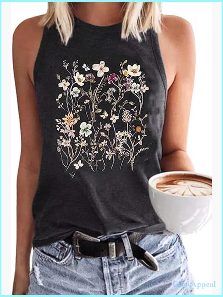 Women's Floral Sleeveless Tank Top Summer Casual Beach